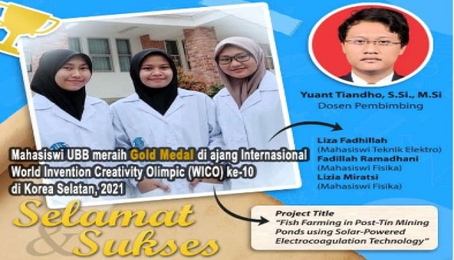 Foto berita Lakukan Riset Pada Air Kolong Bekas Tambang, Mahasiswi UBB Raih Medali Emas di World Invention Creativity Olimpic