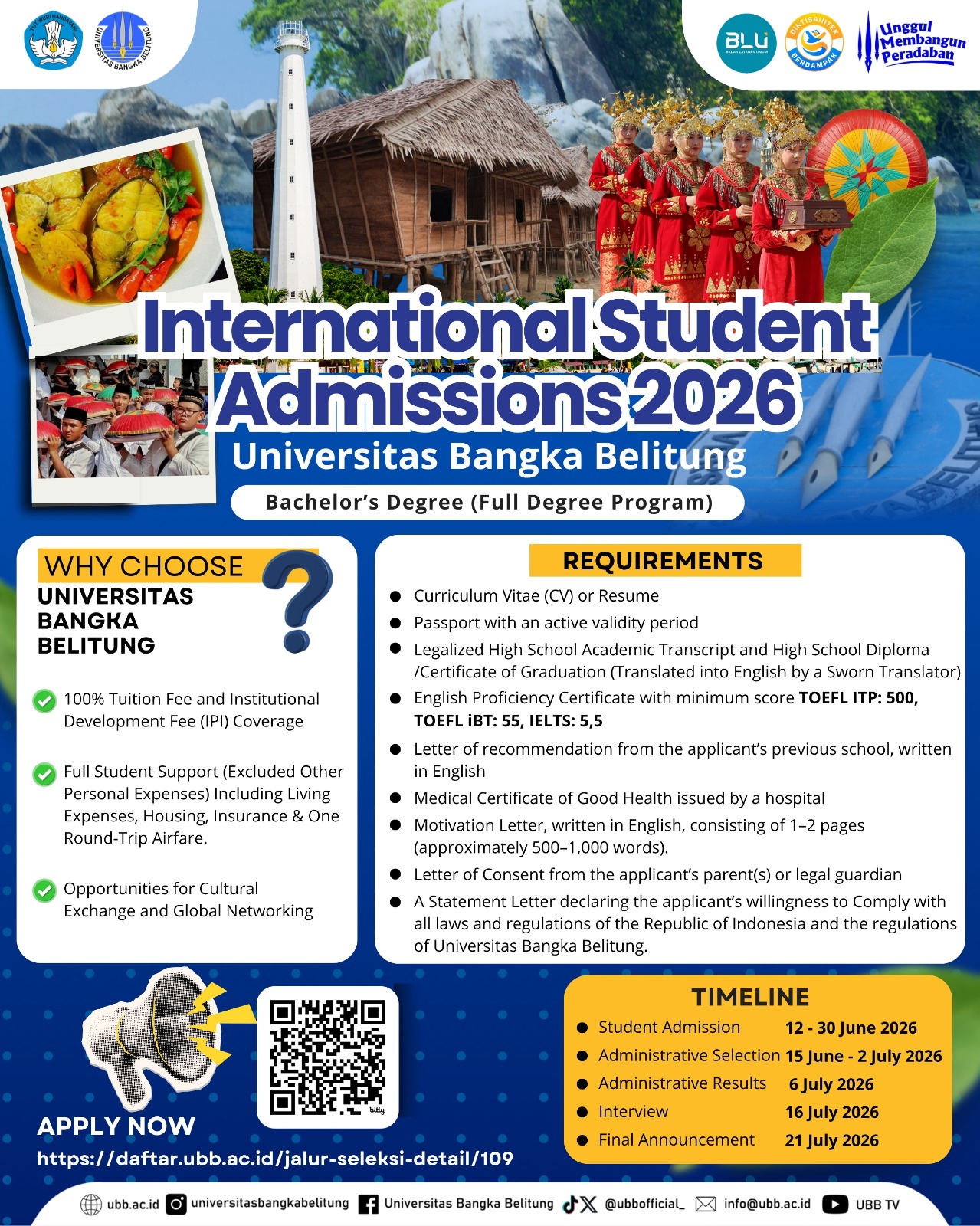 International Student Admissions 2026 - Universitas Bangka Belitung
